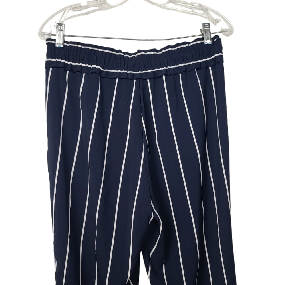 Zara Trafaluc White Blue Striped Pants M - Picture 4 of 7